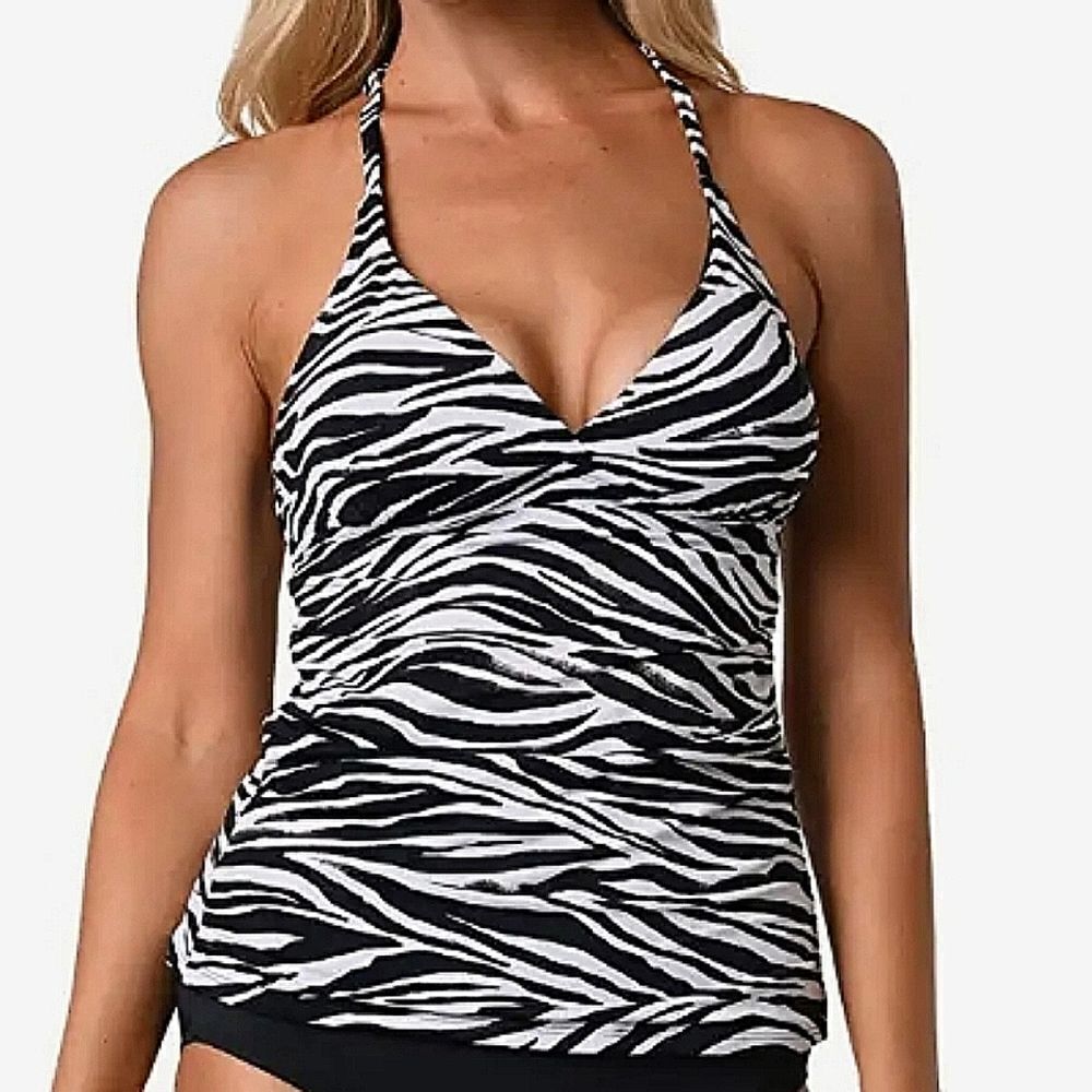 Jantzen Wild Life Macrame Tankini Swimsuit Top size 8 For Women's